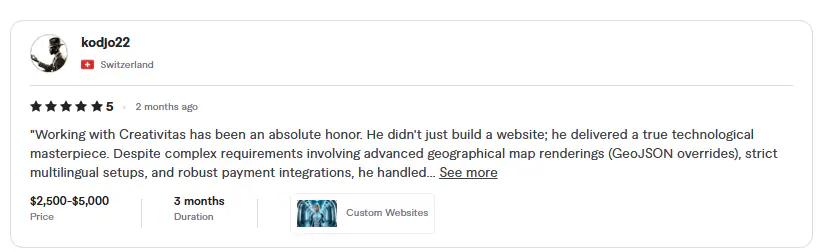 Fiverr 10.5k reviews proof Axcora